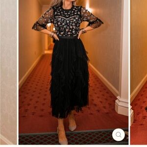 Ivy City Co. Black Floral Midi Dress